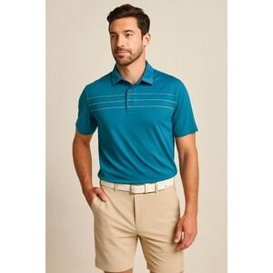 The Normal Brand Polo Shirt Mens Medium Performance Athletic Golfcore Teal Blue